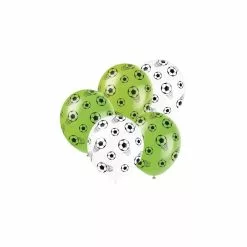 5 Ballons Latex 30 Cm FOOTBALL Blancs Et Verts