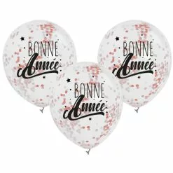 3 Ballons 30 Cm Transparents Bonne Année Confettis Papier De Soie ROSEGOLD -Halloween Costumes Ventes 3 ballons bonne annee confettis rose gold 2