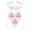3 Ballons C'EST UNE PRINCESSE 12'' 30 Cm Confettis Papier Rose