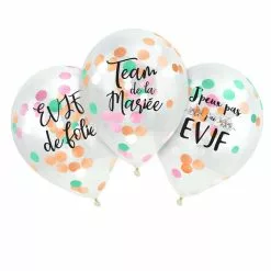 3 Ballons Confettis Imprimés EVJF 12'' 30 Cm