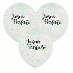 3 Ballons Impression JOURNEE PARFAITE 12'' 30 Cm Confettis Papier -Halloween Costumes Ventes 3 ballons confettis imprimes journee par faite 12 30 cm 2