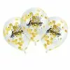 3 Ballons JOYEUX ANNIVERSAIRE Confettis Papier Or
