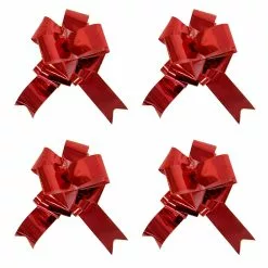 4 Noeuds à Tirer 18 Cm Rouge Métallisé