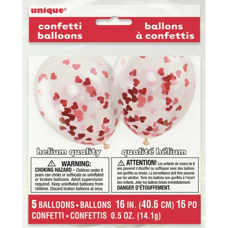 5 Ballons 40 Cm Confettis Coeurs Rouges 2 5 Ballons 40 Cm Confettis Coeurs Rouges – Image 2