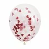 5 Ballons 40 Cm Confettis Coeurs Rouges