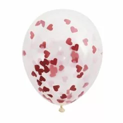 5 Ballons 40 Cm Confettis Coeurs Rouges 5 5 Ballons 40 Cm Confettis Coeurs Rouges -Halloween Costumes Ventes 5 ballons 16p transparent conf coeurs 2