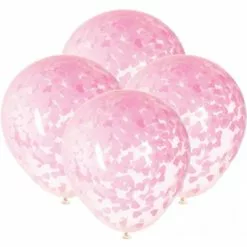 5 Ballons 40cm Confettis COEUR ROSE -Halloween Costumes Ventes 5 ballons transparents 40 cm avec confettis coeur rose 2