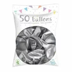 50 Ballons Latex Métal Nacré Argent 30 Cm