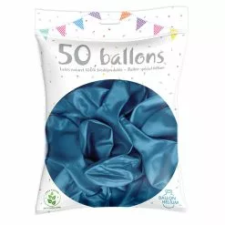 50 Ballons Latex Métal Nacré Bleu Ciel 30 Cm