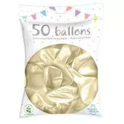 50 Ballons Latex Métal Nacré Ivoire 30 Cm