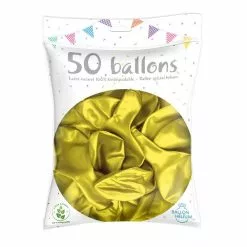 50 Ballons Latex Métal Nacré Jaune 30 Cm
