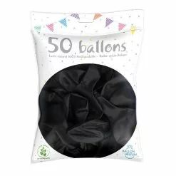 50 Ballons Latex Métal Nacré Noir 30 Cm