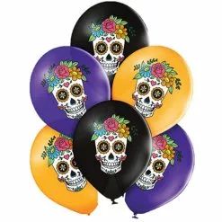 6 Ballons Latex 30 Cm Dia De La Muerte