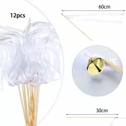 Baguettes De Mariage X 12 Avec Clochette Et Rubans -Halloween Costumes Ventes baguettes de mariage x 12 avec clochette 2