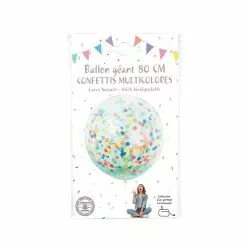 Ballon Transparent GEANT 80 CM Confettis Multi 5cm Papier De Soie -Halloween Costumes Ventes ballon transparent geant 80 cm confettis multicolores 2