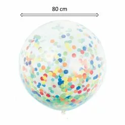 Ballon Transparent GEANT 80 CM Confettis Multi 5cm Papier De Soie
