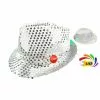 Chapeau SEQUIN ARGENT Clignotant 6 LED 3 PILES LR44 FOURNIES