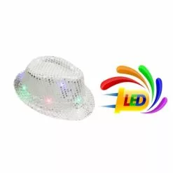 Chapeau SEQUIN ARGENT Clignotant 6 LED 3 PILES LR44 FOURNIES -Halloween Costumes Ventes chapeau sequin argent 6 led 3 piles lr44 fournies 2