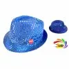 Chapeau SEQUIN BLEU Clignotant 6 LED 3 PILES LR44 FOURNIES