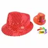 Chapeau SEQUIN ROUGE Clignotant 6 LED 3 PILES LR44 FOURNIES