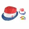 Chapeau Sequins LED Bleu Blanc Rouge Clignotant 3 PILES LR44 FOURNIES