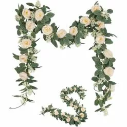 2 Guirlandes 2m 8 Roses+ Feuillages