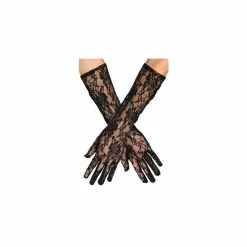 Gants Mi-long Noir Dentelle 40 Cm 'Milan' (la Paire)