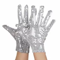 Halloween Costumes Ventes -Halloween Costumes Ventes gants poignet sequins argent vendu par paire 1