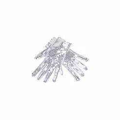 Paire De Gants Poignet Sequins Argent