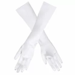 Gants En Satin 40 Cm - Blanc