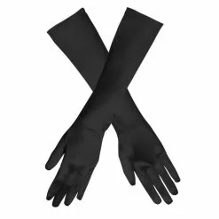 Gants En Satin 40 Cm - Noir