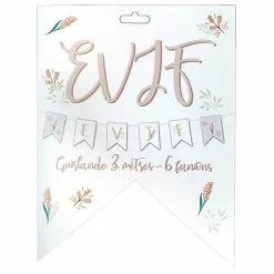 Guirlande 3M Papier EVJF 6 Fanions 16x20 Cm + Ruban