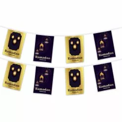 Guirlande RAMADAN MUBARAK 5 M 8 Fanions Papier 20x30cm