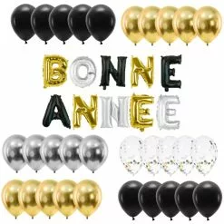Kit 40 Ballons 30 Cm 30 Ballons Latex + BONNE ANNEE 30 Cm