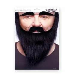 Moustache + Barbe + Sourcil Longue Noir Brillant (036) -Halloween Costumes Ventes moustache barbe sourcil longue 036 n oir brillant 2
