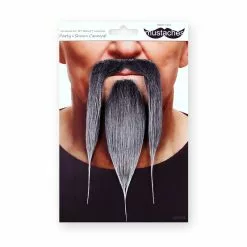 Moustache Chinois Longue - Noire Et Blanche (038) -Halloween Costumes Ventes moustache chinois 038 longue noir meche de blanc 2
