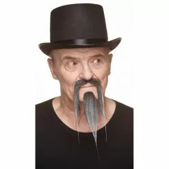 Moustache Chinois Longue - Noire Et Blanche (038)