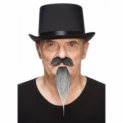 Moustache Mousquetaire - Noire Mèché De Blanc (026)