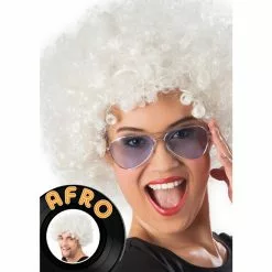 Perruque Afro - Blanche -Halloween Costumes Ventes perruque afro blanche 2