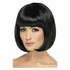 Perruque Partyrama, 12 Pouces, Noire, Bob Court Avec Frange