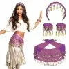 Set Belly Dance Pourpre (bandeau, Bracel Ets Et Ceinture)
