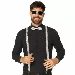 Set D'accessoires Argent Lunettes Party . Noeud Papillon Et Bretelles -Halloween Costumes Ventes set d accessoires argent lunettes party noeud papillon et bretelles 1