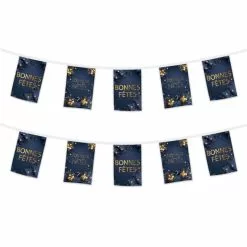 Set De 2 Guirlandes Bonnes Fêtes 2.5 M 5 Fanions Papier 20 X 30 Cm