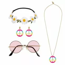 Set Hippie De Luxe (bandeau. Lunettes Party. Pendants D'oreille Et Collier)
